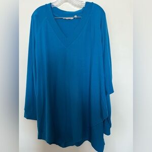 Soft Surroundings Teal V-Neck Draped Tunic